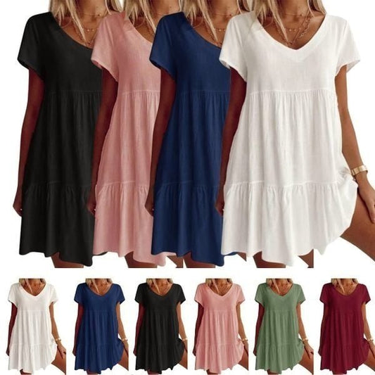 🔥BUY 2 GET 10% OFF💝V-neck Casual Dress With Short Sleeves