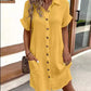 🔥BUY 2 GET 10% OFF💝Women's Buttoned Short Sleeve Pocket Casual Shirt Dress