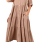 2024 Women's Summer Cotton Half Sleeves Midi Dress with Pockets