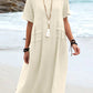🔥Hot Sale 49% OFF💃Women's Round Neck Cotton Linen Midi Dress