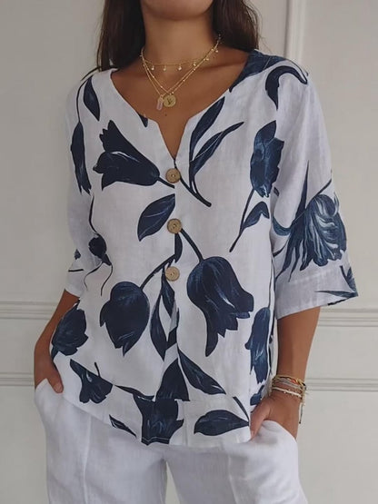 💕Hot Sale 49% OFF🌷Printed V-neck Tunic Top