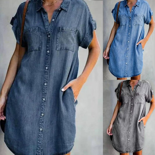 🔥Hot Sale - 49% OFF💃Casual Denim Short Sleeve Dress