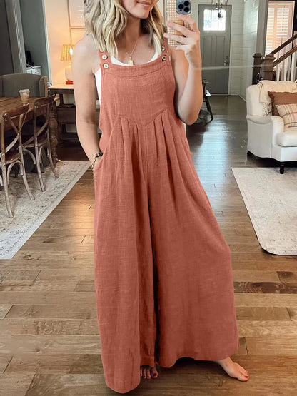 🔥BUY 2 GET 10% OFF💝Women's Sleeveless Wide Leg Jumpsuit with Pockets