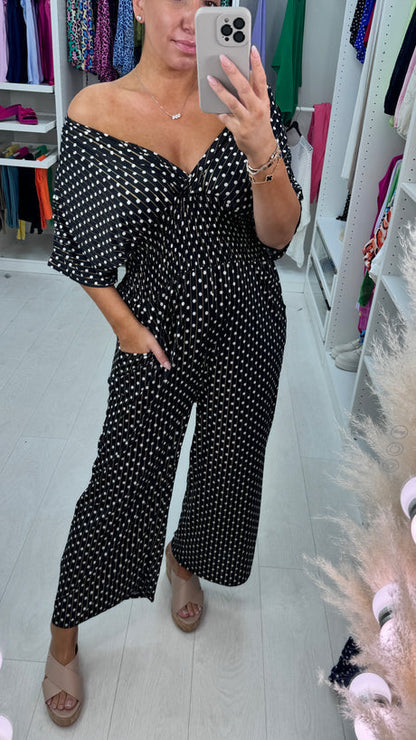 🔥BUY 2 GET 10% OFF💝Polka Dot Printed Elastic Waist Jumpsuit