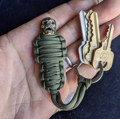 🔥Hot Sale 49% OFF💀Paracord Keychain Mummy Brass Skull