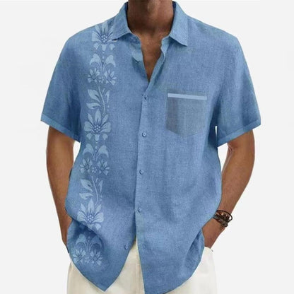 🔥BUY 2 GET 10% OFF💝Men's Ramie Casual Print Short Sleeve Shirt