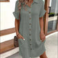 🔥BUY 2 GET 10% OFF💝Women's Buttoned Short Sleeve Pocket Casual Shirt Dress