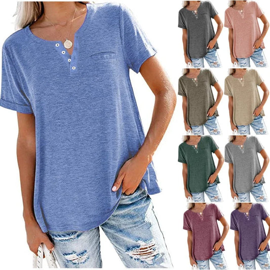 🔥Hot Sale - 49% OFF💖Fashion Solid Color Pocket Short Sleeve T-Shirt