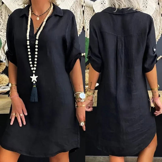 💕Hot Sale 49% OFF🌷Nordic Style Rayon Short-Sleeved Shirt Dress👗