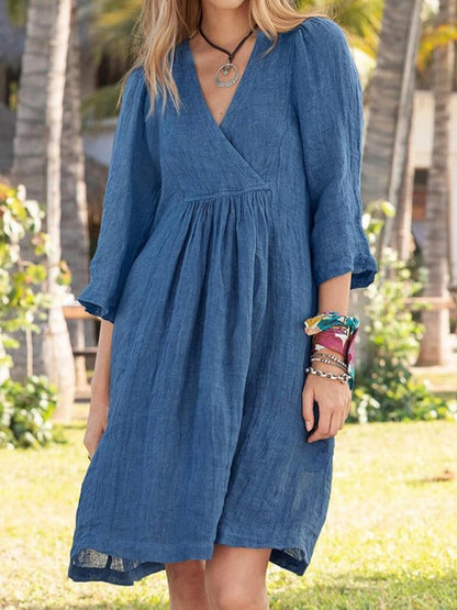 🔥BUY 2 GET 10% OFF💝Women's V-neck Loose Casual Pocket Dress