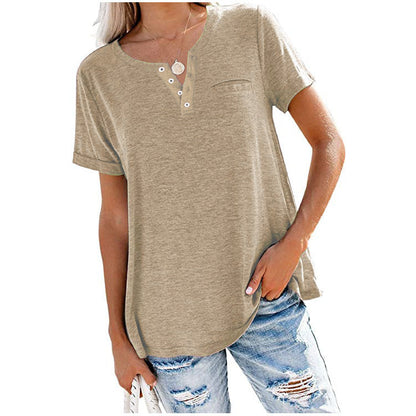 🔥Hot Sale - 49% OFF💖Fashion Solid Color Pocket Short Sleeve T-Shirt