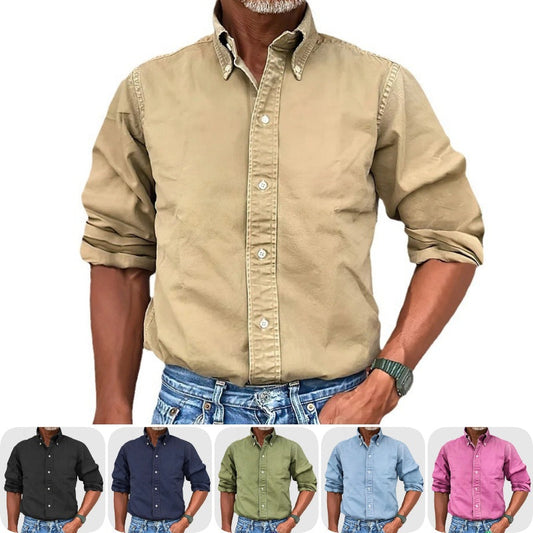 🔥BUY 2 GET 10% OFF💝Men's Vintage Premium Washed Long Sleeve Shirt