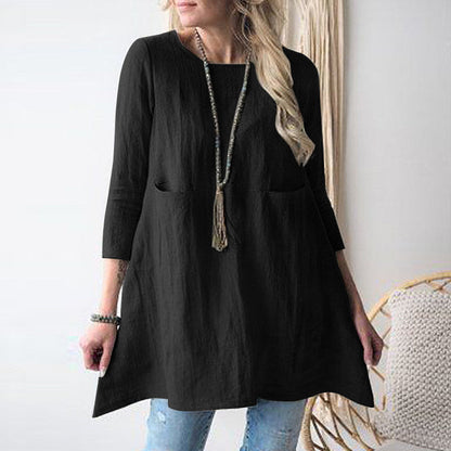 🔥BUY 2 GET 10% OFF💝Women's Solid Color 3/4 Sleeve Loose Tunics With Pockets