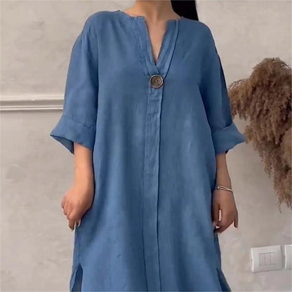 🔥BUY 2 GET 10% OFF👗Casual Breathable 3/4 Sleeves V-Neck Dress