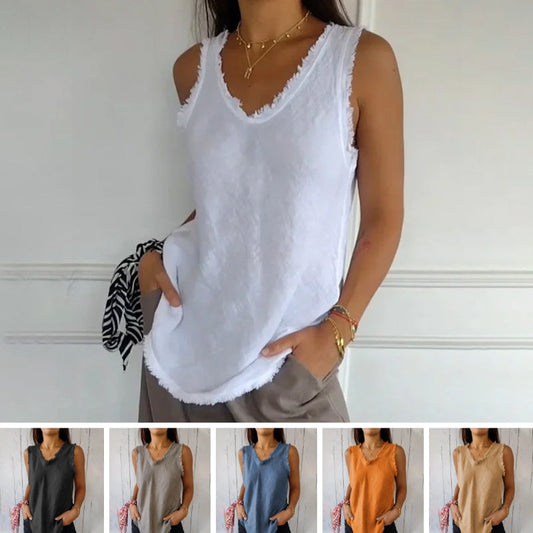 🔥BUY 2 GET 10% OFF💝Women's Linen And Cotton Sleeveless T-shirt